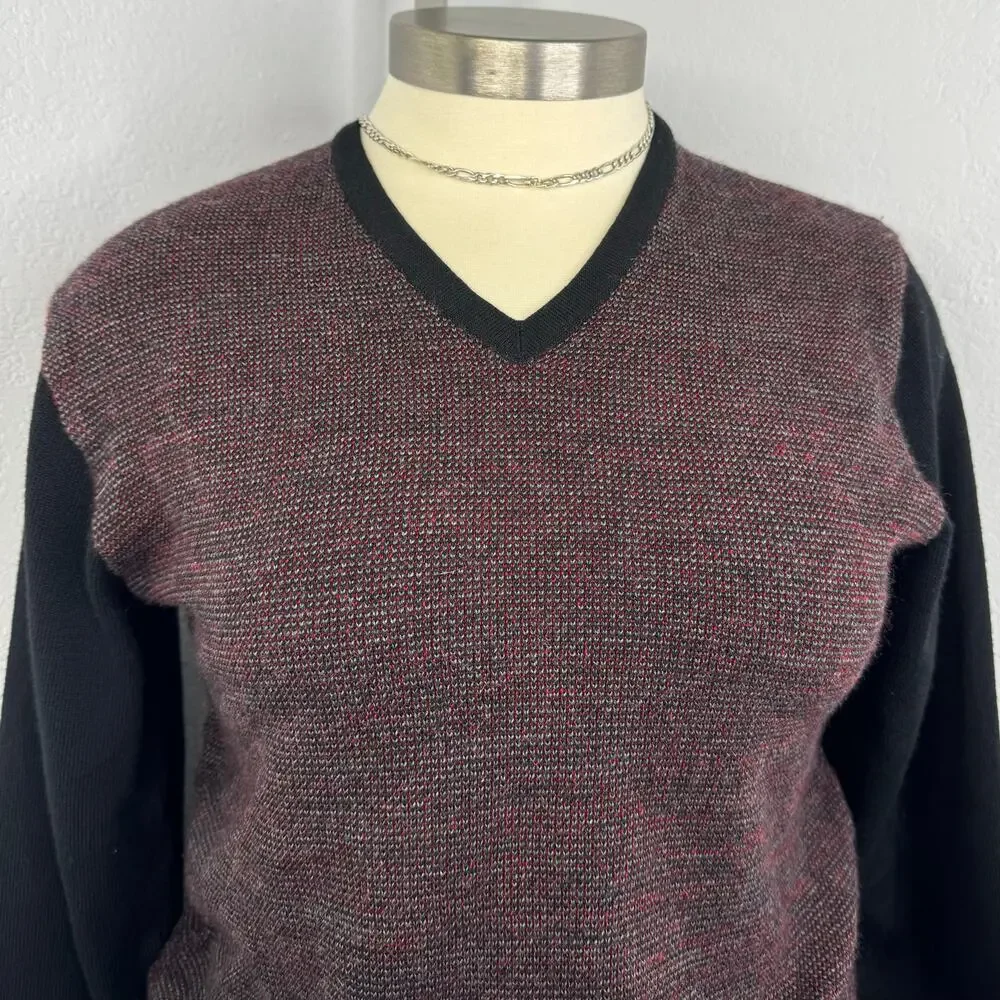 Vintage St. Croix V-Neck Wool Sweater Red Black Size Large